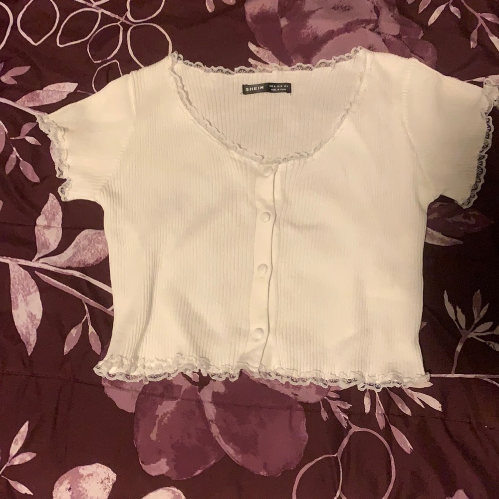 plain white crop top from SHEIN and medium sized